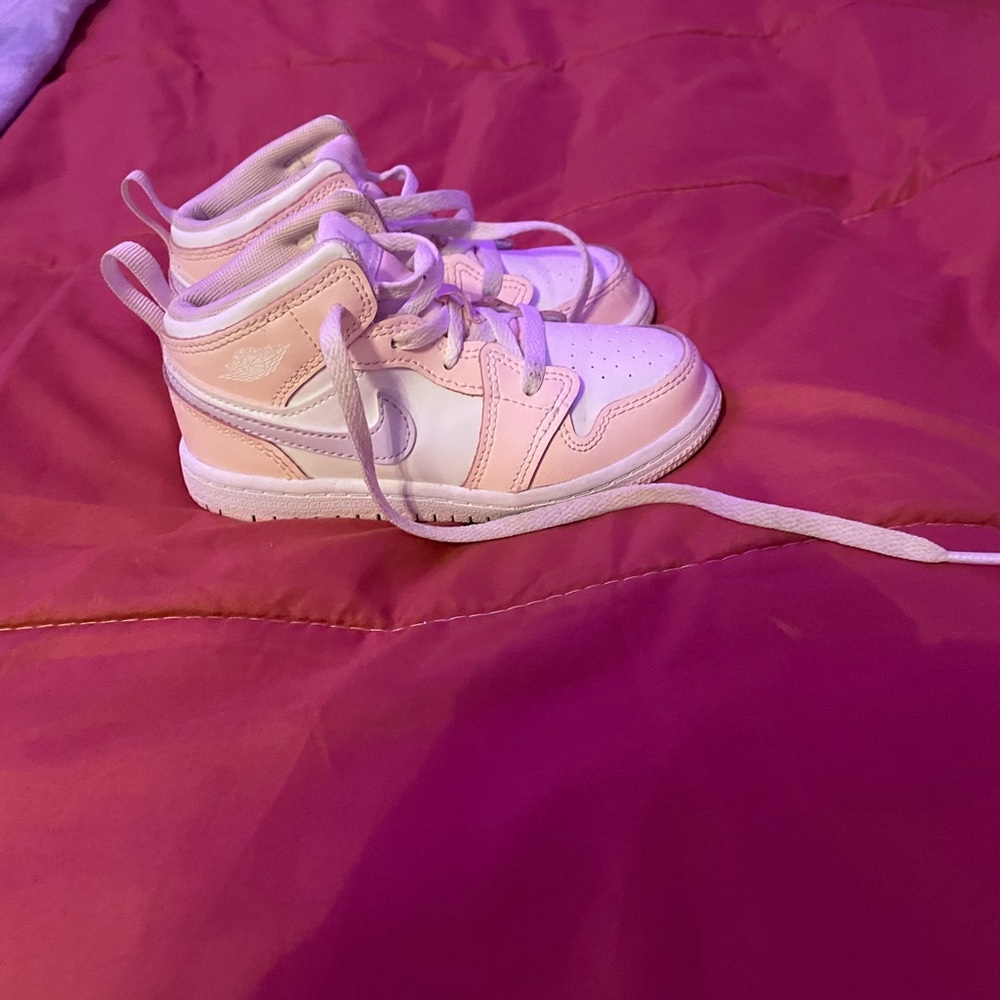 Kids White and Pink Sneakers